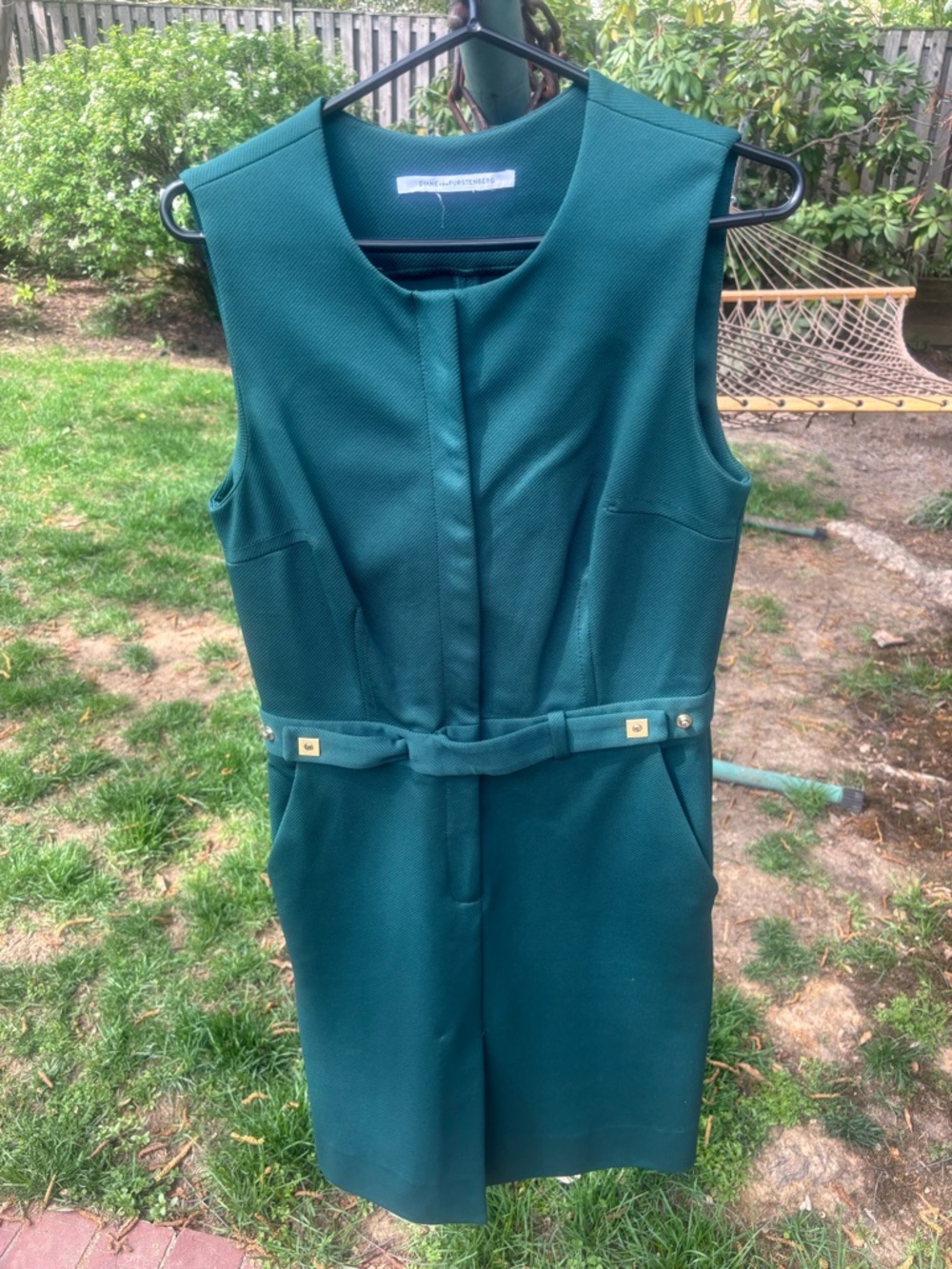 Diane Von Furstenberg Teal Sleeveless Midi Dress